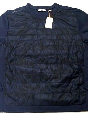 PETER MILAR QUILTED BLUE CAMO INSULATED FRONT PULLOVER
